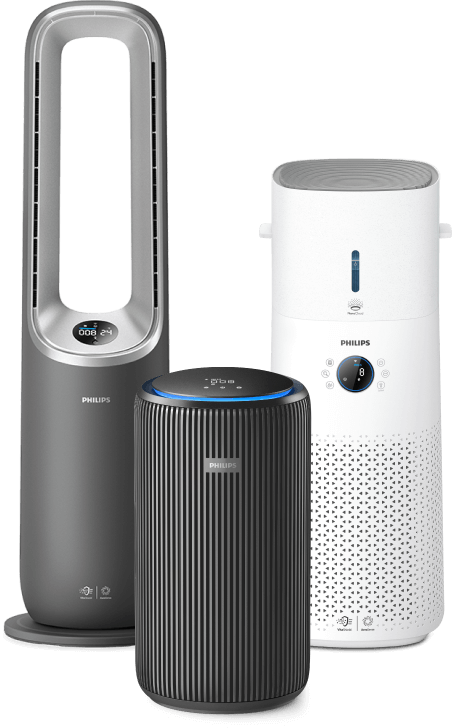Súprava čističiek vzduchu Philips stojacich vedľa seba
